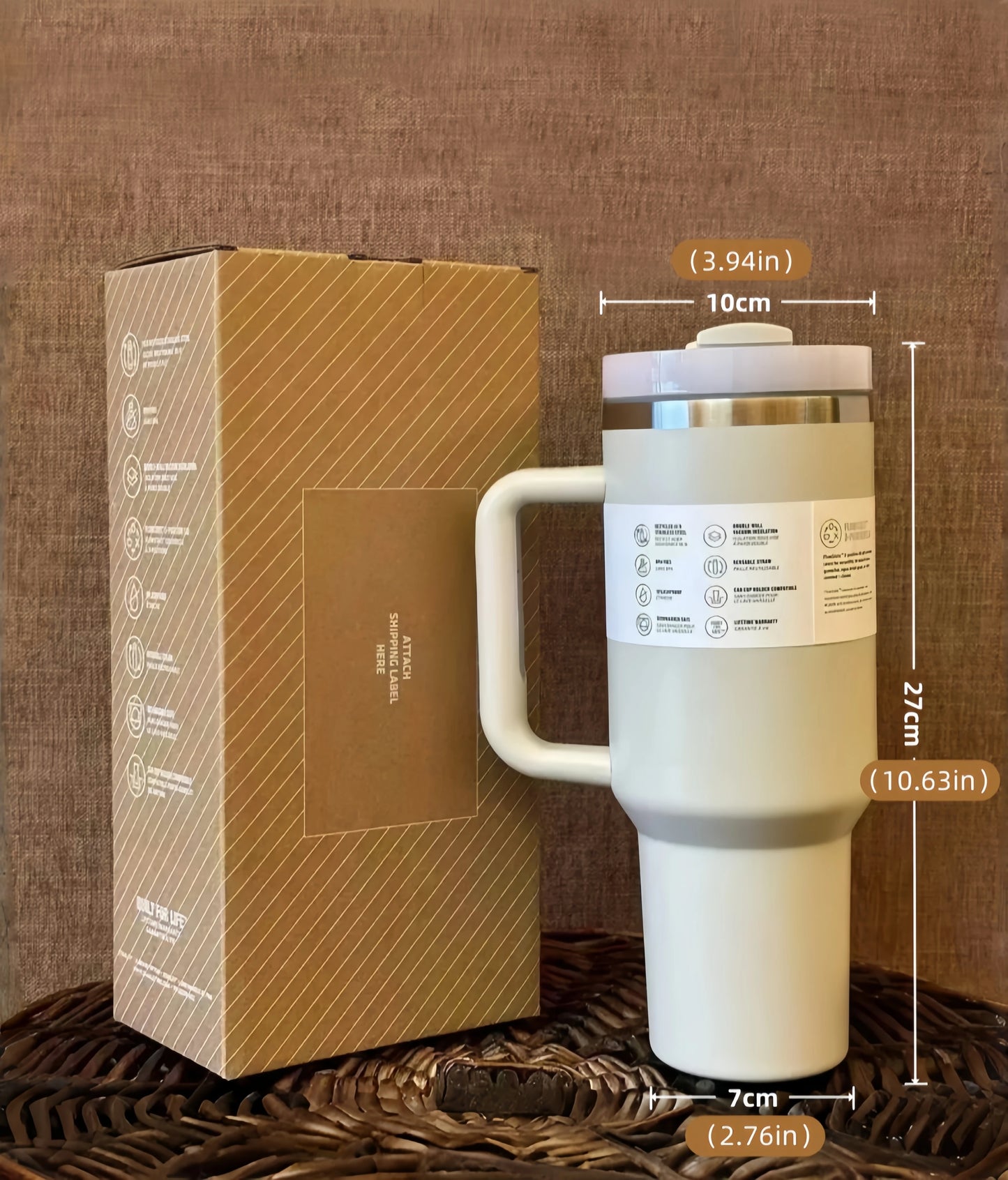 Large Capacity 40oz Vacuum Insulated Car Mug Portable Stainless Steel Water Cup Double Wall Thermal Iced Travel Water Bottle