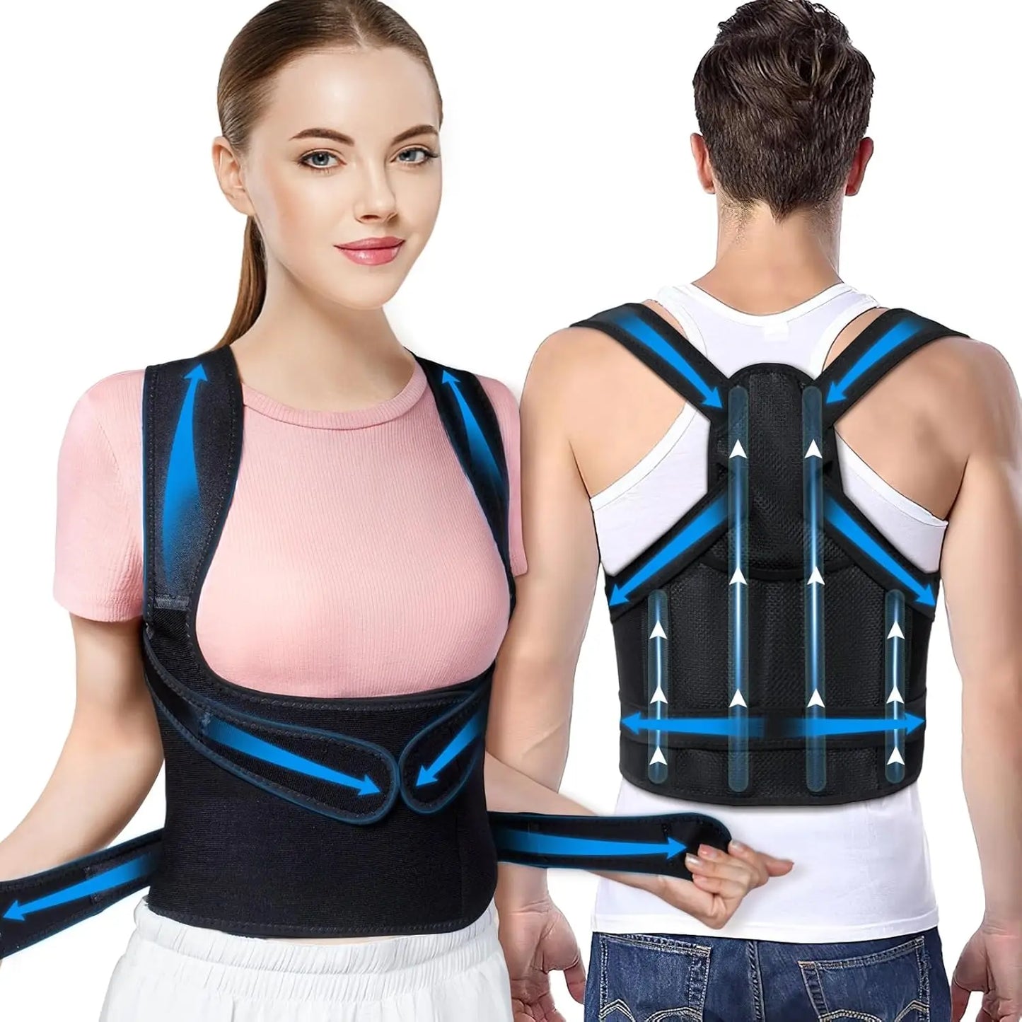 Back Brace Posture Corrector for Women and Men, Shoulder Straightener, Adjustable Full Back Support, Upper and Lower Back  Brace