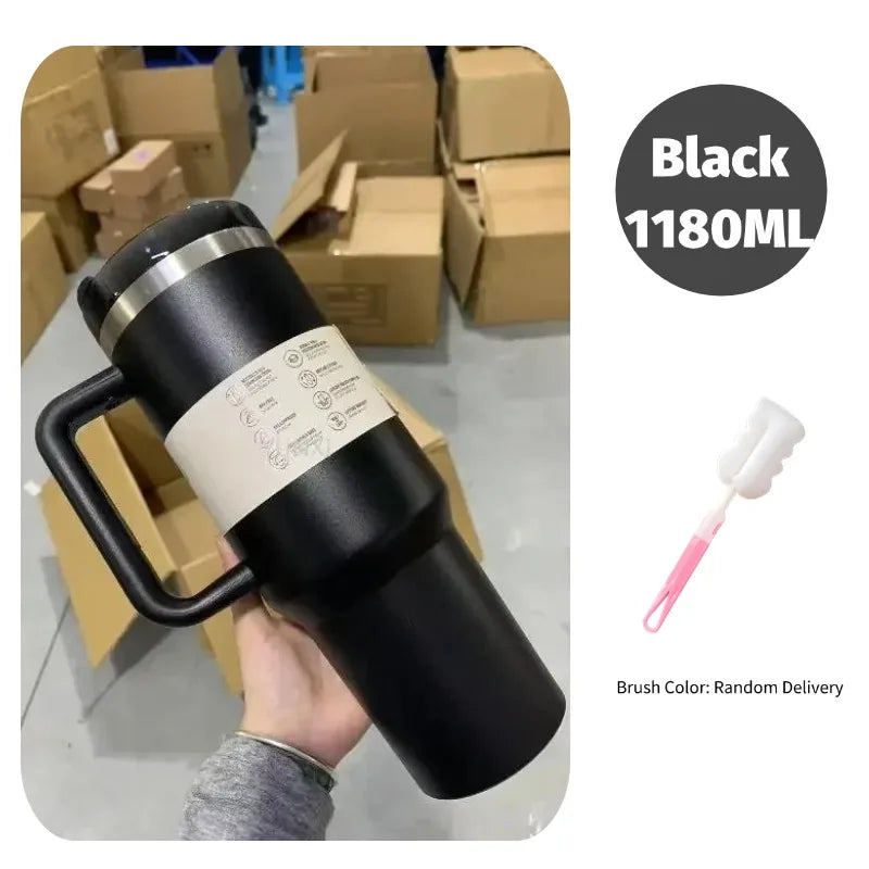 Large Capacity 40oz Vacuum Insulated Car Mug Portable Stainless Steel Water Cup Double Wall Thermal Iced Travel Water Bottle